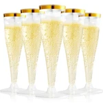 Focusline 100 Pack Plastic Champagne Flutes, 4.5 Oz Gold Rim New. Price: $49.74.