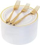 I00000 144 Small Plastic Dessert Plates Set Include 72 Pcs Gold Plate... New. Price: $45.26.