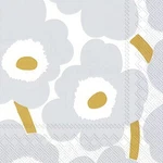 Marimekko Ihr 3-PLY Lunch Paper Napkins, X 6.5-INCHES, Unikko White Silver New. Price: $14.69.