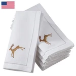 Saro Lifestyle Handmade Brown Reindeer Embroidery Napkin Hemstitched Border Set New. Price: $126.23.