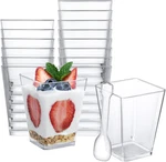 Oz Plastic Dessert Cups 50 Pack Small Clear Square Parfait With Spoons, New. Price: $28.99.