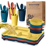 24 Pcs Divided Plate For Adult Wheat Straw Lunch Cutlery Set Dinnerware Micro... New. Price: $48.32.