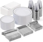 Gather 350PCS Silver Plastic Plates White And Disposable For 5... New. Price: $77.22.