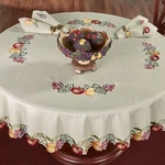 Fruitful Embroidered Oatmeal Dining Linens 70" Round Tablecloth New. Price: $69.00.