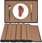 Pickmesh Bamboo Placemats Set Of 6, Table With Large, Brown New. Price: $31.70.