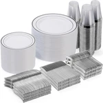 600 Piece Disposable Silver Plates For 100 Guests, Plastic Dinnerware Set Of ... New. Price: $105.05.