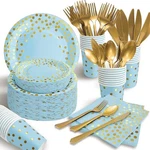 350PCS Blue And Gold Party Decorations Guests Paper Plates Plastic Fo... New. Price: $87.89.