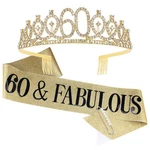 Tihebax 60TH Birthday Sash And Tiaras For Women, 4.9 Inchs, GOLD2 New. Price: $11.94.
