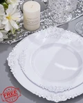 Nervure Silver Plastic Plates Set 350PC Guests Dinnerware Cups New. Price: $79.99.