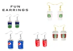 Fun Dangle Drop Earrings Favorite Drink Coffee Shop Cup Soda Cans Cute Pendent New. Price: $7.99.