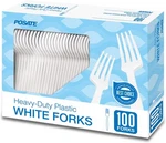 Posate Heavyweight Plastic Forks, White, 100 Counts New. Price: $16.05.