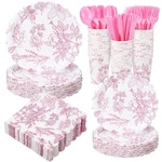 400 Pcs Pink Floral Party Plates Disposable Tableware Set For 50 Guest Spring... New. Price: $46.79.