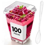Crystry 100 Pcs Plastic Mini Dessert Cups+ Spoons+ Lids, Clear New. Price: $36.76.