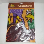 Vintage Greenbrier Table Cover Turkey Thanksgiving Plastic 54"X108" Bright Color New. Price: $6.99.