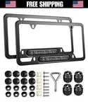 Mercedes Mb License Plate Frame (black Aluminum) - 2 Pc Set + 4 Valve Stem Caps New. Price: $28.99.