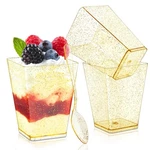 Qeirudu Oz Gold Glitter Mini Dessert Cups With Spoons - 50 Pack Plastic Parfai New. Price: $23.00.