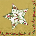 Ideal Home Christmas Holly Star Paper Cocktail Napkins, Gold New. Price: $7.99.