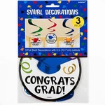 Amscan Graduation Swirl Decorations 3 Pack Congrats Blue Cap Foil New. Price: $5.99.