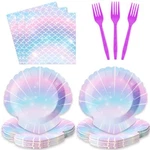 Zoiiwa 96PC Mermaid Party Decorations Tableware Plates Napkins Forks Girls New. Price: $25.75.