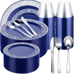 300 Pieces Disposable Plastic Dinnerware Set 100 Plates 150 Knives Forks New. Price: $99.72.