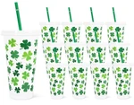 12PCS St. Patrick's Day Plastic Cups With Straw And Lid Green Shamrock Tumbler New. Price: $37.99.