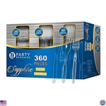Disposable Cutlery Set, Sapphire Design, Clear, 360 Pieces: Forks, Spoons, New. Price: $35.19.