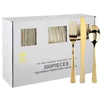 Gold Plastic Silverware Set 300-PIECES Heavy Duty Disposable Cutlery For Parti New. Price: $99.99.