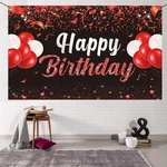 Trgowaul Happy Birthday Banner Backdrop - Red Black Party New. Price: $15.66.