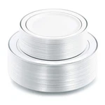 I00000 102PCS Silver Plastic Plates, Disposable Party With Whi... New. Price: $46.89.