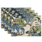 Anydesign Chinoiserie Placemats Asian Scenic Blue And Kelly Green Table New. Price: $15.99.