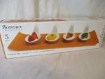Florence Collection 5 Pc Dessert & Appetizer 4 Tasting Spoons W/ Glass Tray New. Price: $12.30.