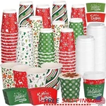 Christmas Disposable Paper Cups Set 100 Insulated Coffee W/ Lids Sleeves Us New. Price: $72.94.