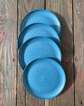 Set Of 4 Mainstays 10.5 Interwoven Etched Plastic Dinner Plates Navy Blue New. Price: $14.95.