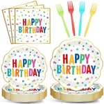 Best 96PCS Polka Dot Plates Tableware Set Supplies Happy Birthday Cake Dessert New. Price: $29.42.