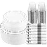 Premium Disposable Dinnerware Set 50 Plates Forks Spoons Knives Cups New. Price: $75.98.