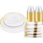 210PCS Gold Plastic Dinnerware Set Thanksgiving Plates Disposable ... New. Price: $58.61.