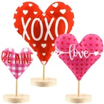 3 Pcs Valentine Day Fabric Heart Ornaments Wood Love Sign Be Mine Red New. Price: $14.69.