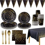 175PCS Black And Gold Party Supplies Severs 25 Disposable Dinnerware Go... New. Price: $32.99.