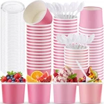 52 Pack Ice Cream Cups 9OZ Colored Disposable Dessert Bowls With Lids & Spoon... New. Price: $42.39.