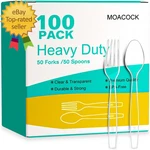 100 Count Plastic Silverware Heavy Weight Forks Spoons Disposable New. Price: $12.98.