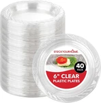 Stock Your Home 6-INCH Clear Plastic Dessert Plates (40 Pack) Flexible Disposabl New. Price: $15.64.