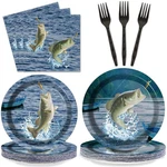 Zoiiwa 200 Pcs Gone Tableware Disposable Paper Plates Napkins Fishing... New. Price: $36.05.