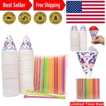 Complete Snow Cone Set: 200 6OZ Cups & Neon Spoon Straws For Quick Service New. Price: $33.24.