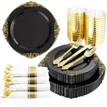 Hioasis 350PCS Black And Gold Plastic Plates With Silverware For... New. Price: $109.69.