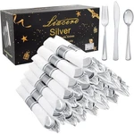 Disposable Plastic Cutlery Set 400 Count Heavy Duty Forks Knives Spoons Napkins New. Price: $78.19.