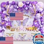 Purple Butterfly Balloon Arch Kit, Happy Birthday Backdrop, Girl Party Decoratio New. Price: $41.48.