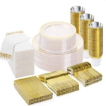350PCS Clear Gold Disposable Dinnerware Set Guests, Plastic Plates For... New. Price: $73.72.