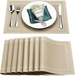 Bxzandya Placemats Set Of 8,WASHABLE,HEAT Stain 8PCS 12"WX18"L, Beige New. Price: $29.11.