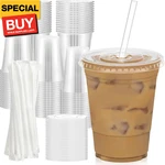 100 Pack - 16 Oz Clear Plastic Cups With Lids And Straws, Sturdy & Food Safe Ice New. Price: $50.44.