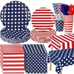 New Funnymoom 218 Pcs Patriotic American Flag Party Decorations Tablecloth Plate. Price: $37.86.